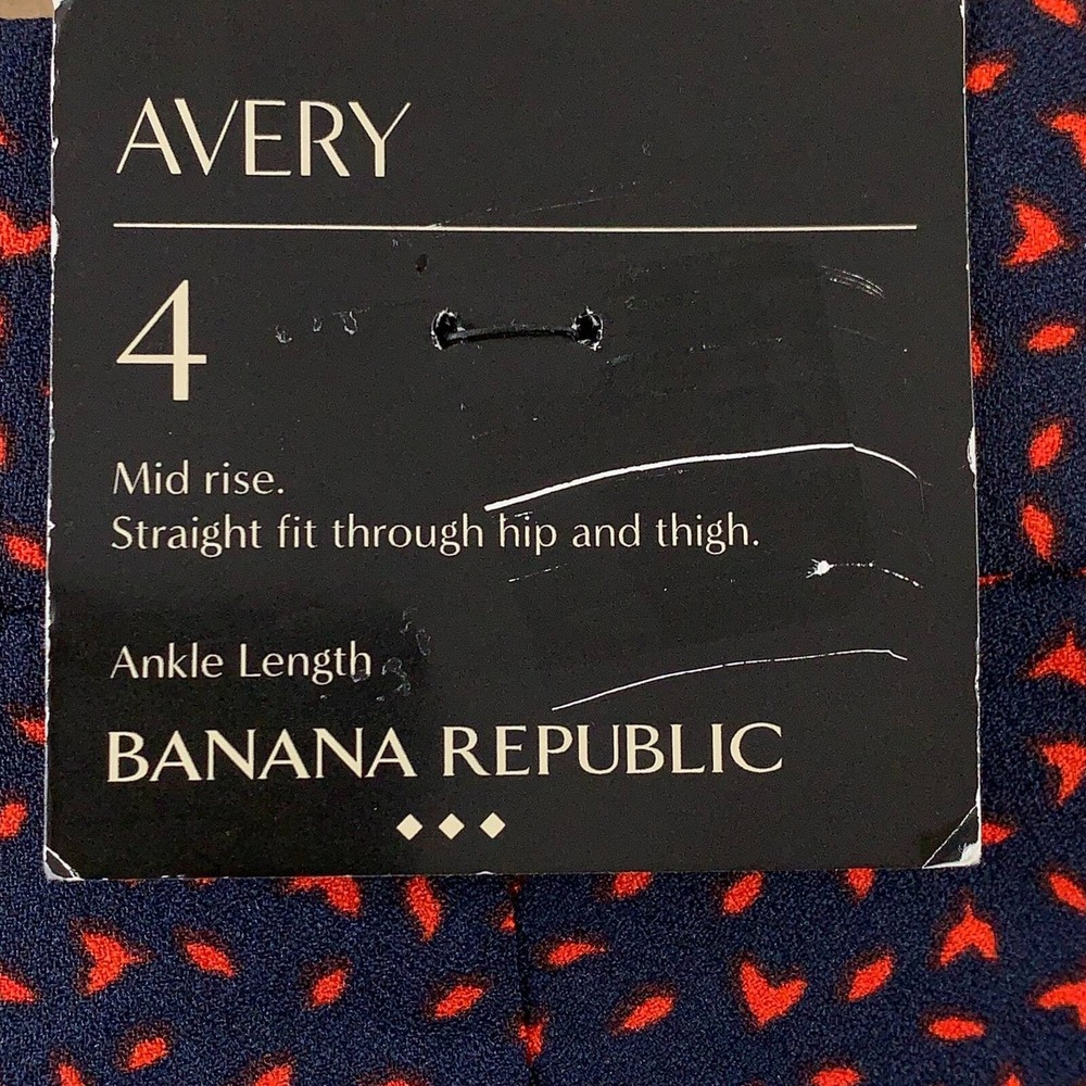 Banana Republic Womens Avery Ankle Length Cropped Pants Blue Red Mid Rise 4 New - Picture 8 of 10